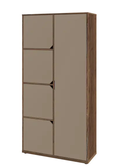 KSR6-82 P skříň šatní, 1x výsuvné ramínko, 4x dvířka, 2053x1022x400 mm, provedení pravé, dub halifax cínový/latte